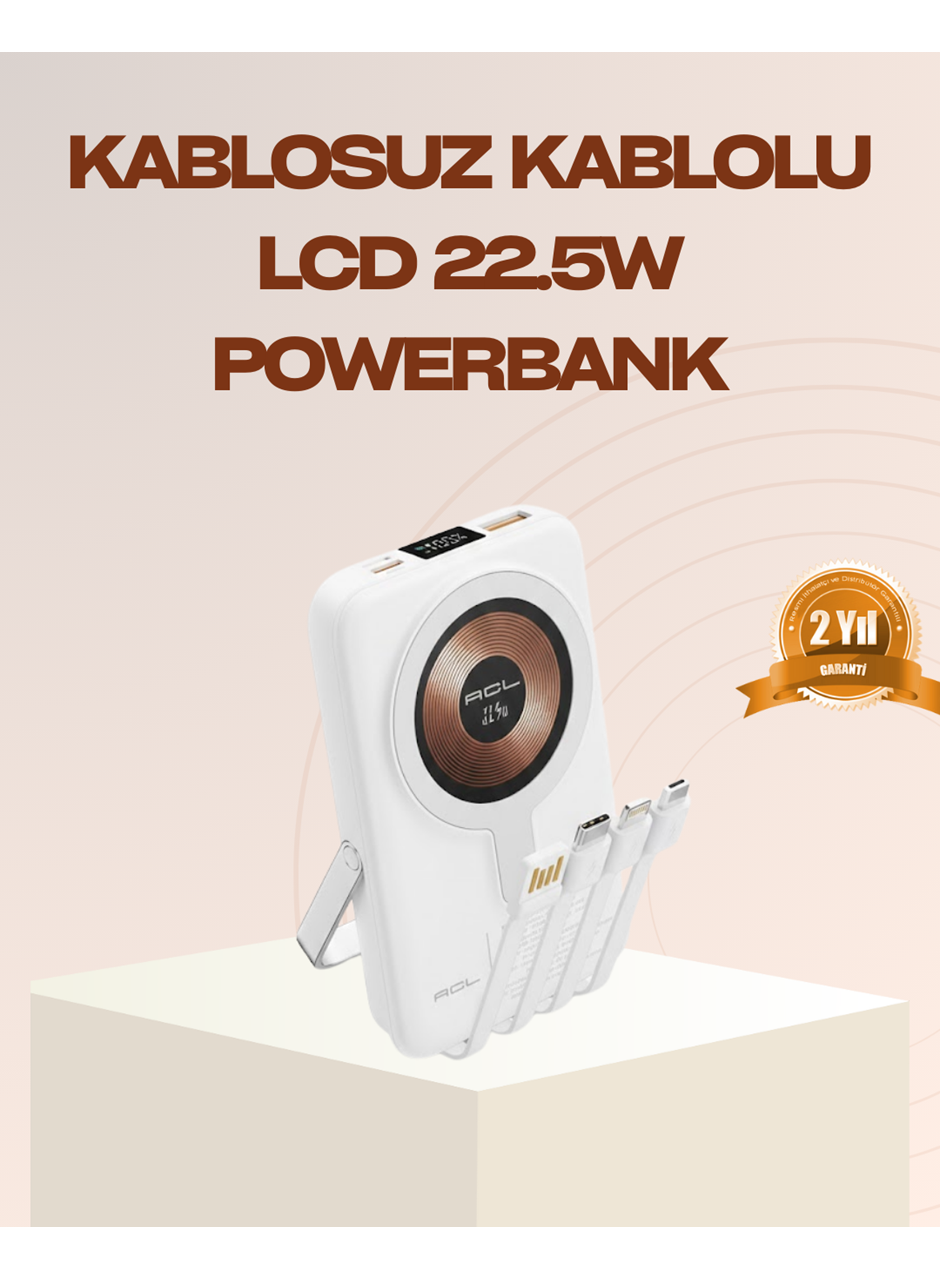 Manyetik Kablosuz Powerbank 22.5W Hızlı Şarj LCD Ekranlı