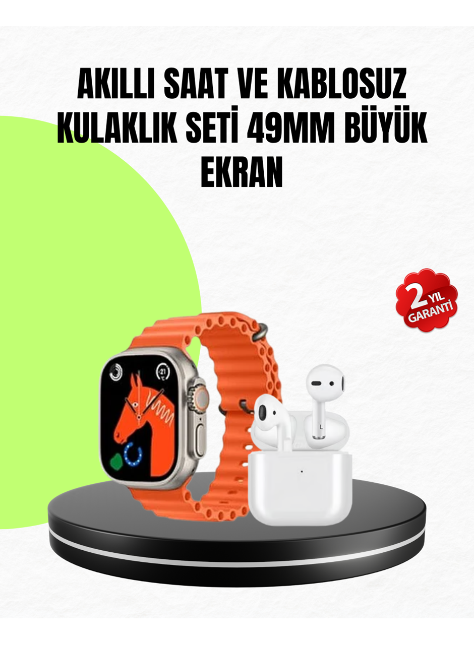 Watch 9 Max Akıllı Saat Seti 2 Kordonlu Kablosuz Kulaklık Hediyeli