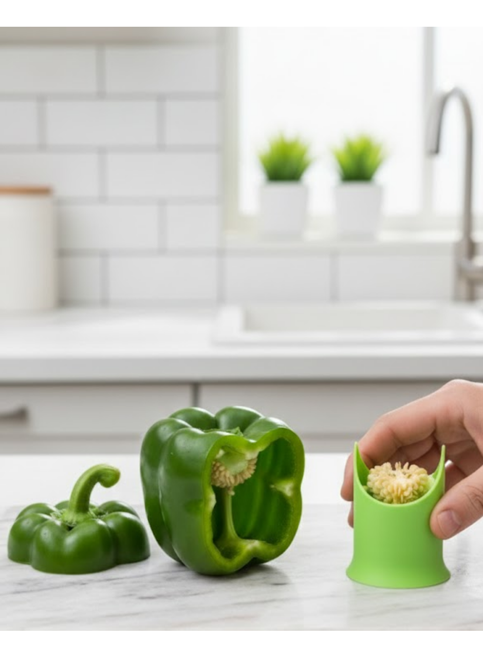 Kabak ve Biber Oymaya Uygun Hijyenik İç Temizleme Aparatı