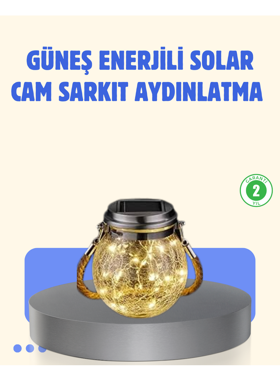 Güneş Enerjili Cam Sarkıt Bahçe Balkon Teras Aydınlatma 30 LED