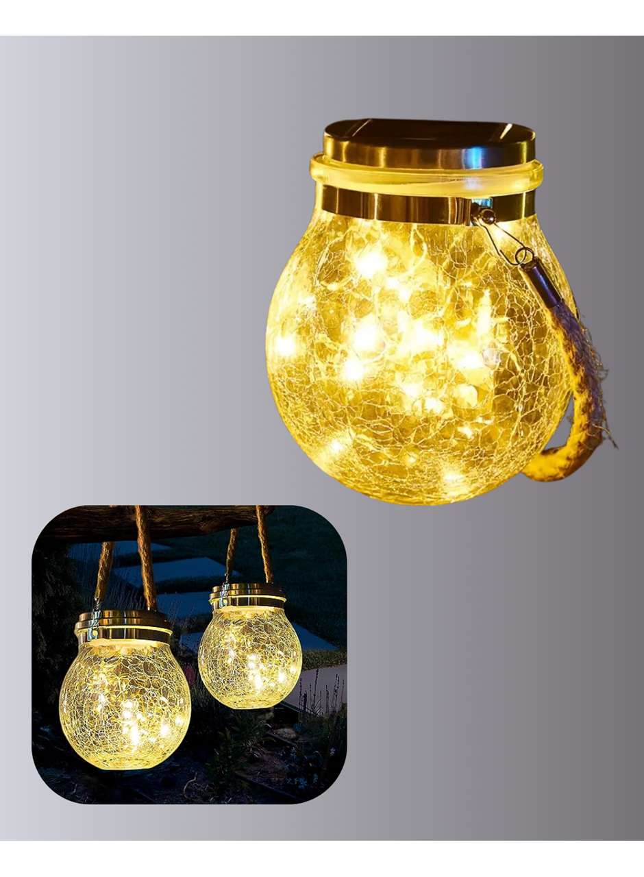 Güneş Enerjili Cam Sarkıt Bahçe Balkon Teras Aydınlatma 30 LED