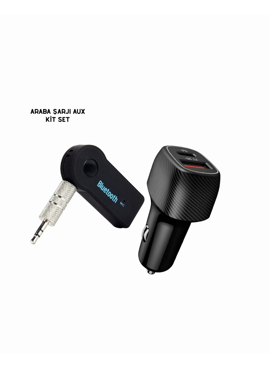 Araç İçi Bluetooth Müzik Kiti + Type-C PD Araç Şarjı Seti