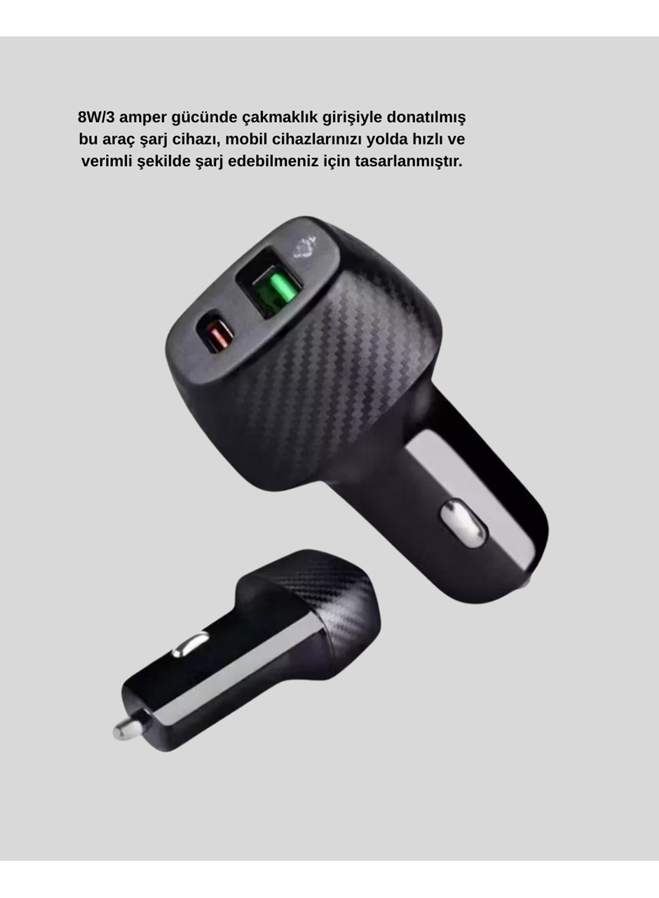 Araç İçi Bluetooth Müzik Kiti + Type-C PD Araç Şarjı Seti