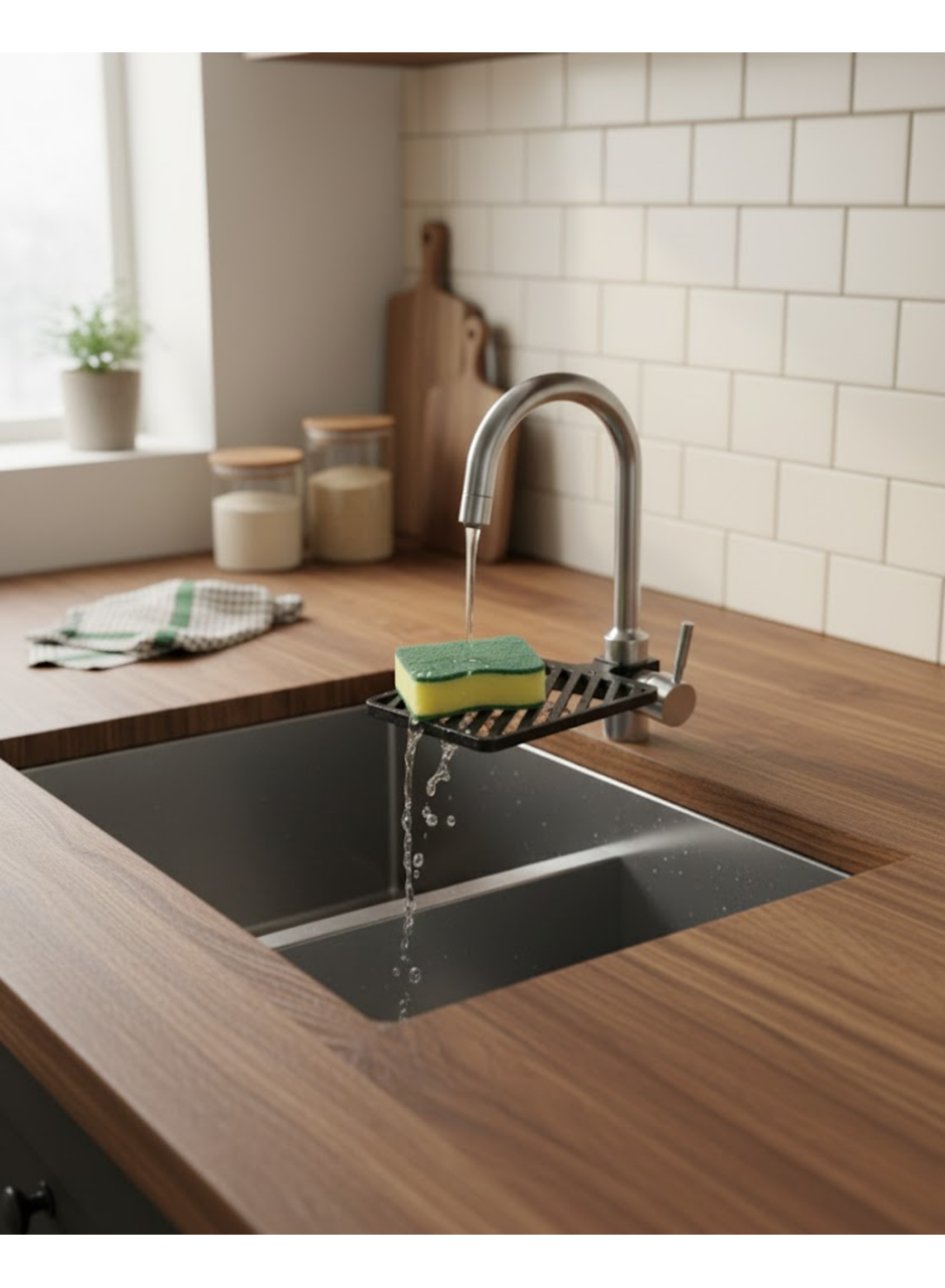 Mutfak Musluk Üstü Sünger Tutucu Tezgah Düzenleyici Organizer