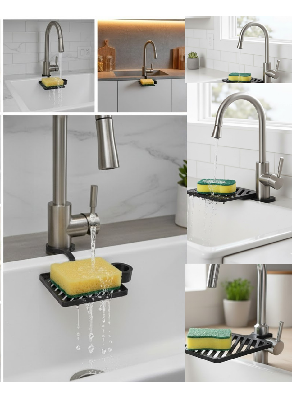 Musluğa Monte Sünger Organizeri Hijyenik Drenajlı Pratik Tasarım