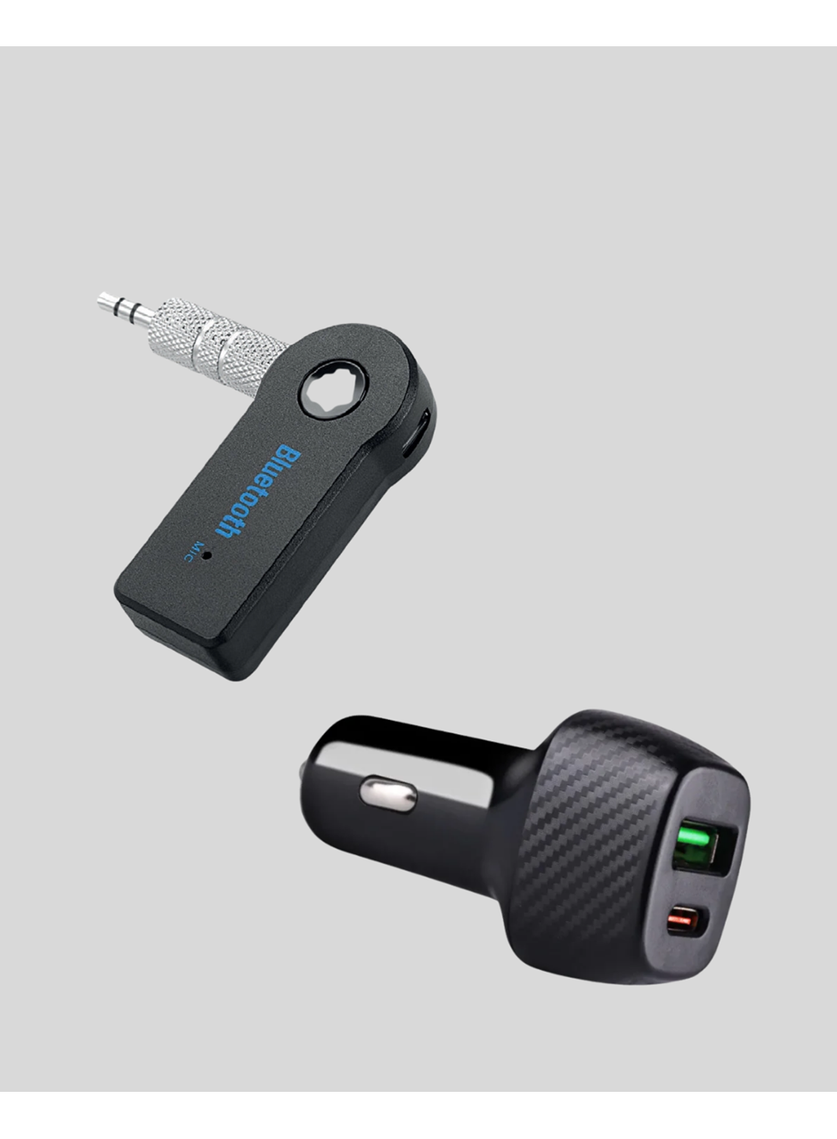 Bluetooth AUX Çevirici ve PD Destekli Araç Şarj Cihazı 2’li Set