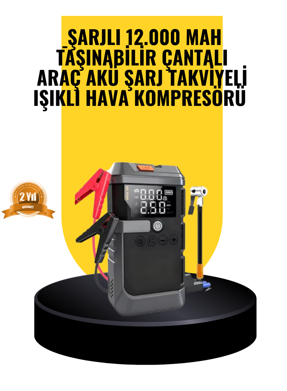 Işıklı Hava Kompresörlü Taşınabilir Akü Takviye Ünitesi