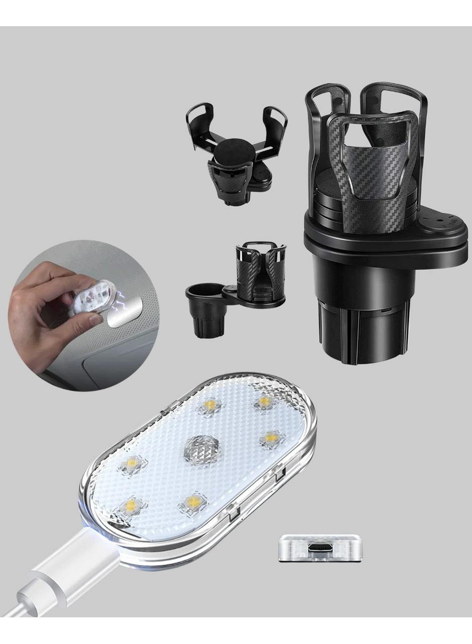 Araç İçi Düzen ve Ambiyans Seti Çift Bardak Tutucu + LED Işık