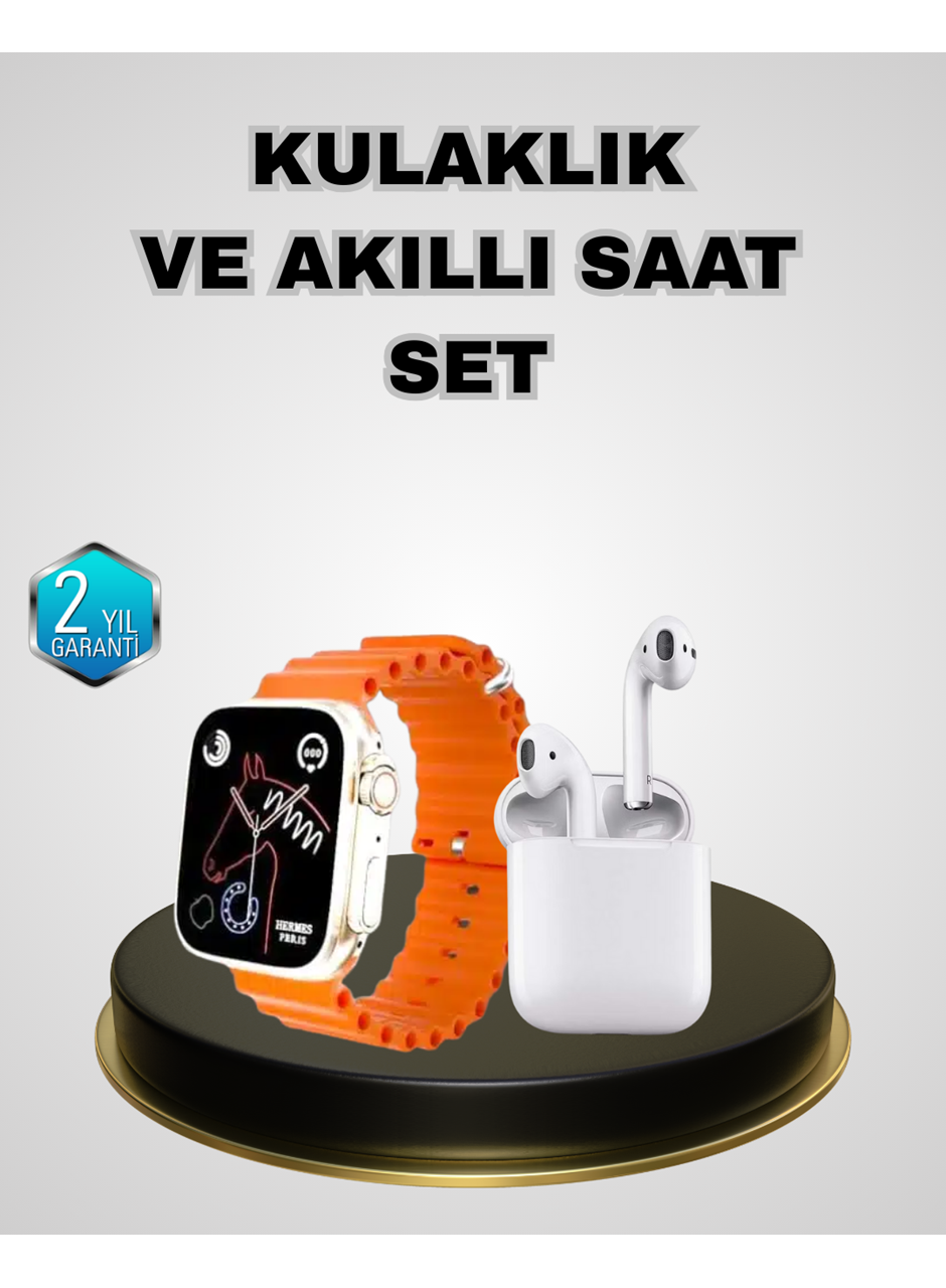Akıllı Saat ve Kablosuz Kulaklık iOS Android Uyumlu Teknoloji Seti
