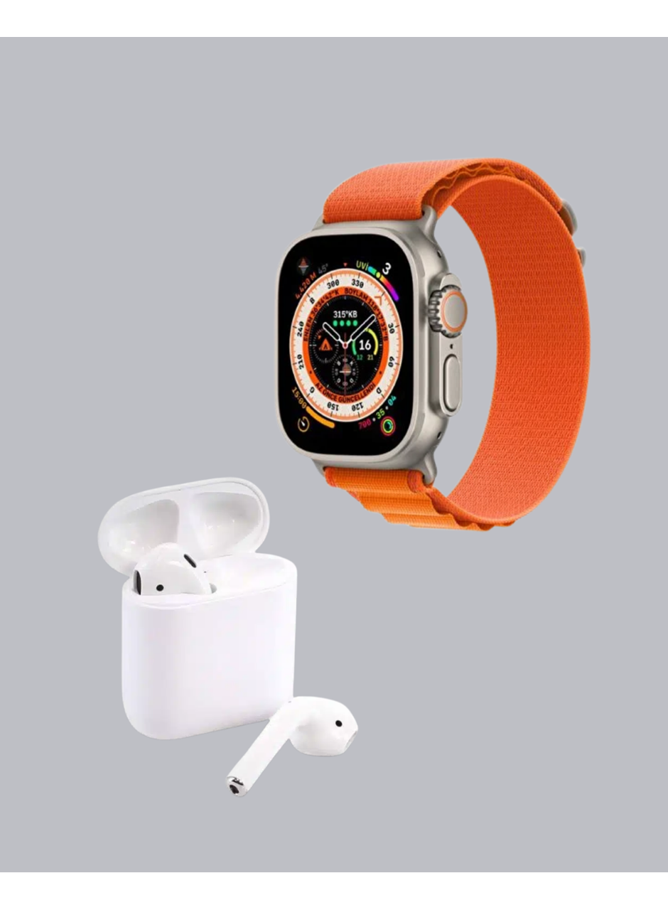 S8 Ultra Akıllı Saat ve Bluetooth Kablosuz Kulaklık 2’li Set