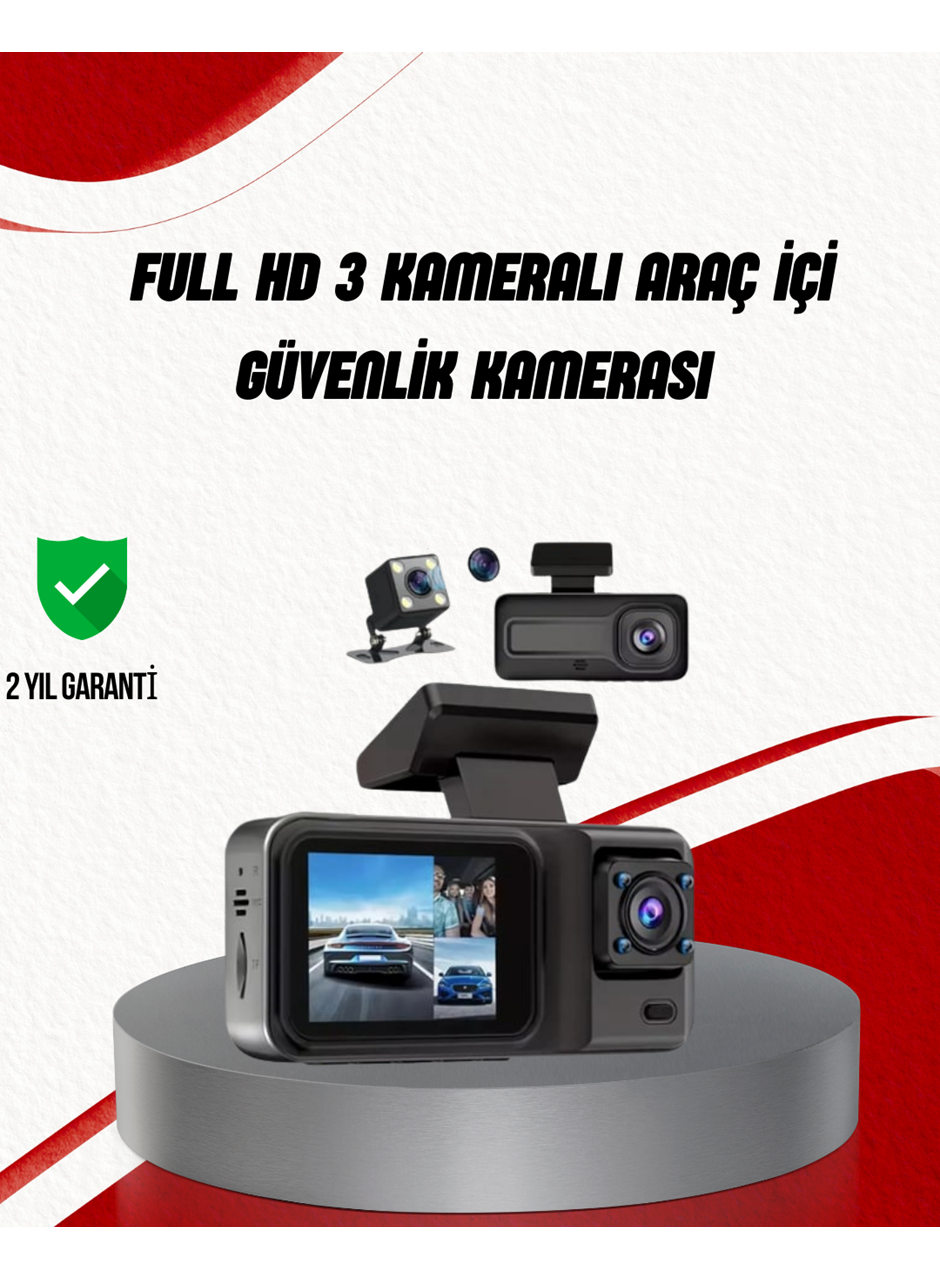 Ön Arka ve İç Kamera DashCam 360° Kapsamlı Full HD Araç Güvenlik Sistemi