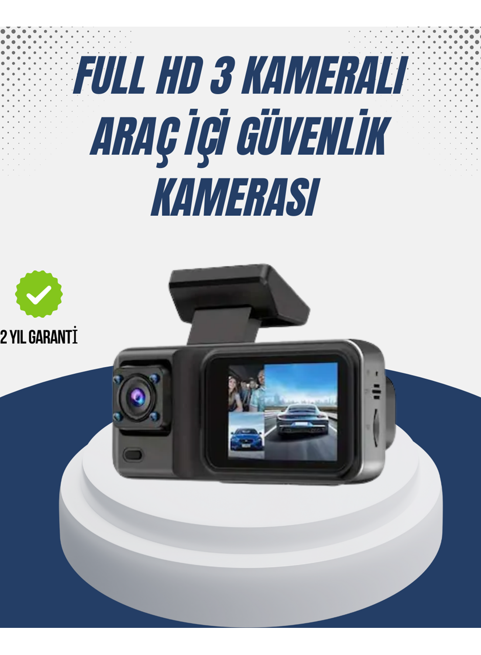 1080P Üç Kameralı Araç Kamerası Wi-Fi Destekli Park Modu ve G-Sensörlü