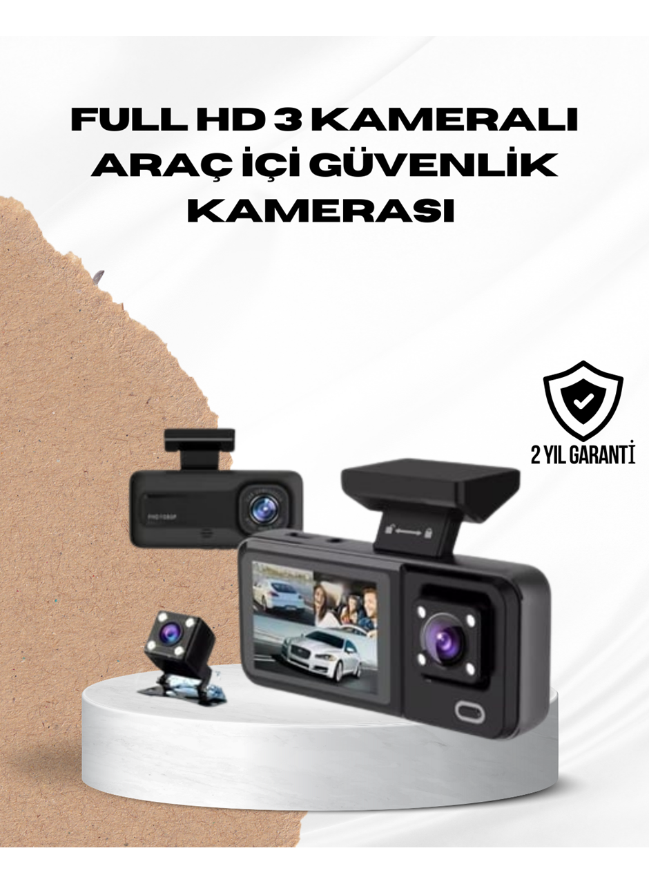Wi-Fi Bağlantılı Full HD Araç Kamera Seti 3 Kameralı Park Koruma ve Döngü Kayıt
