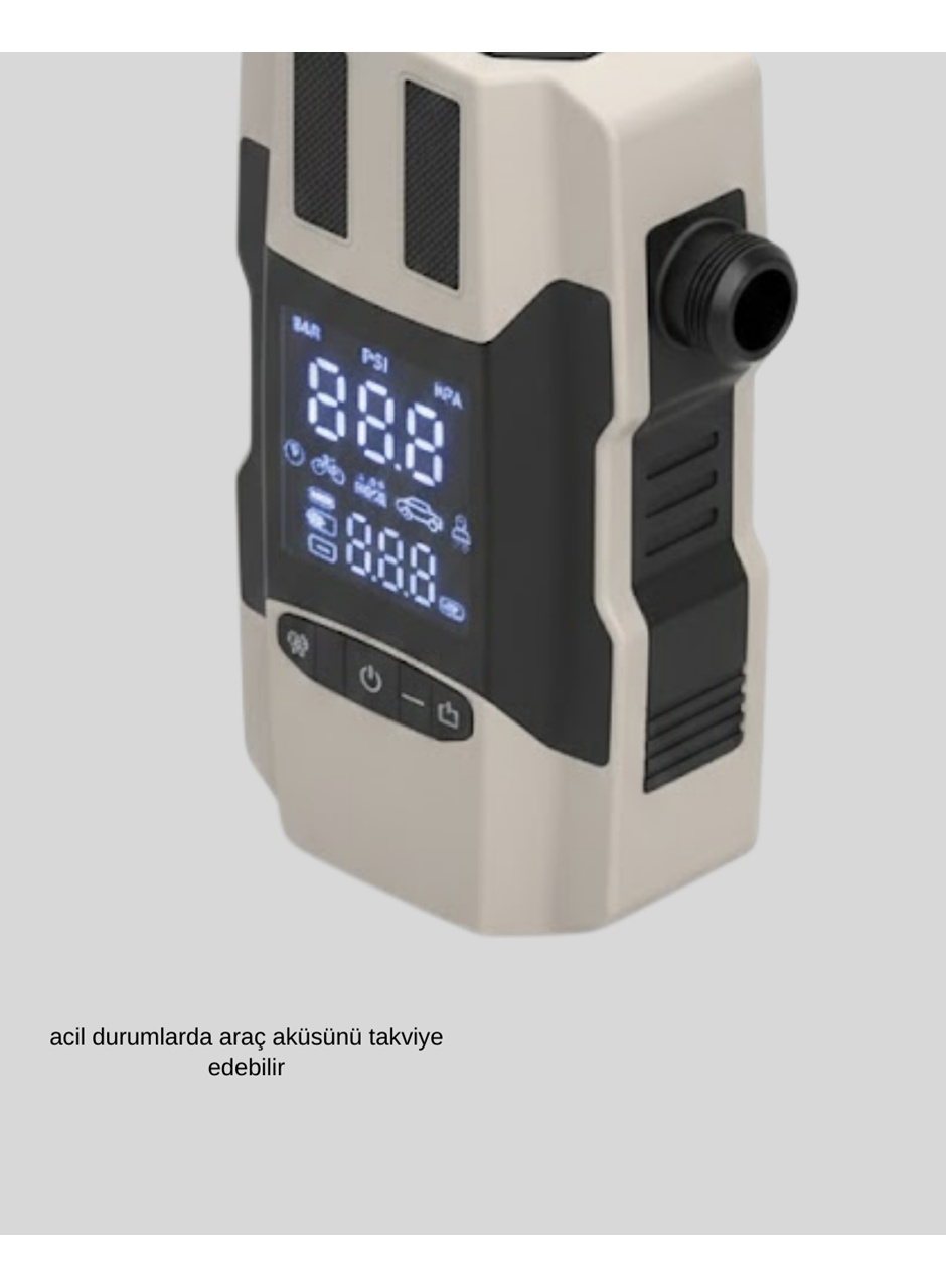 Araç Akü Takviye Cihazı ve Lastik Şişirme Pompası 12.000 mAh