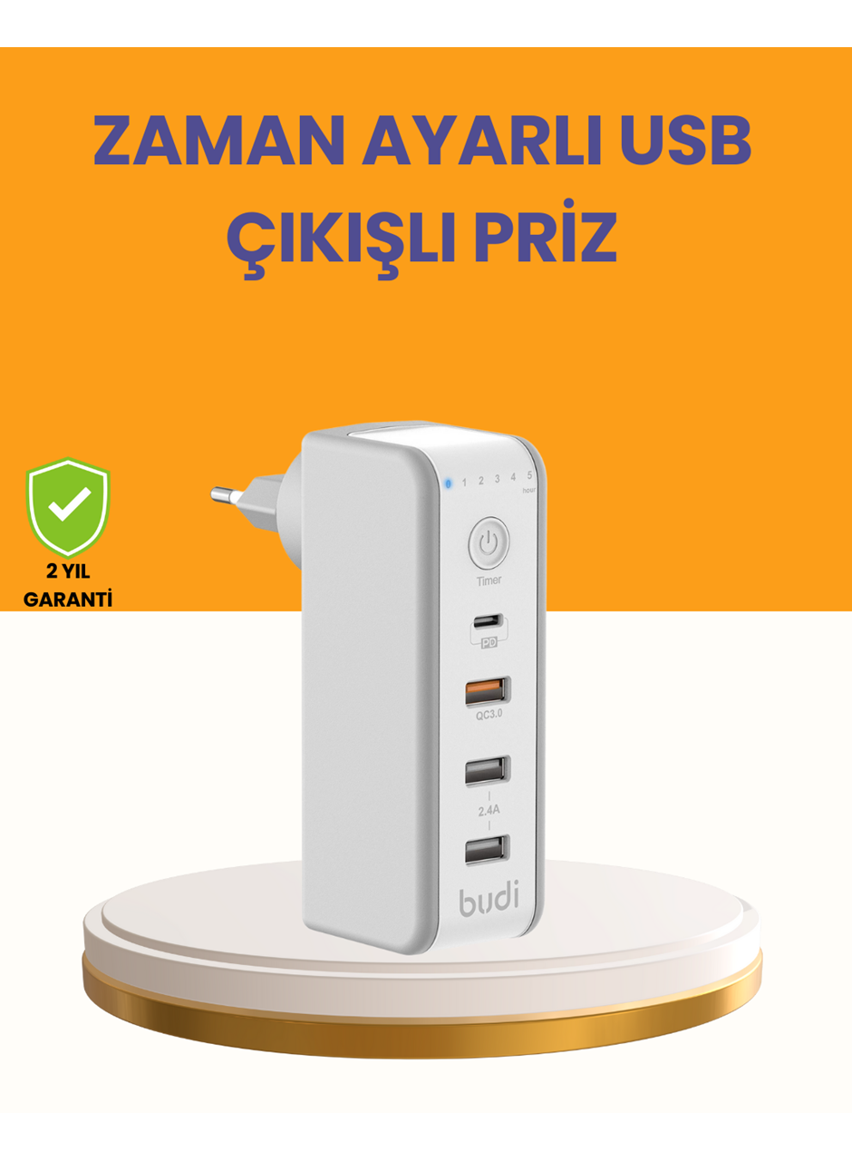 Zaman Kontrollü Şarj Cihazı 30W Hızlı Şarj ve Çoklu USB Çıkışı