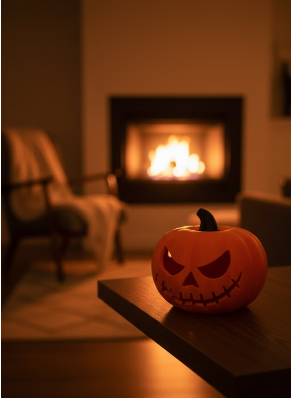 23×15 cm Korku Temalı Balkabağı Biblo Dekoratif Ev Ofis Süs Eşyası