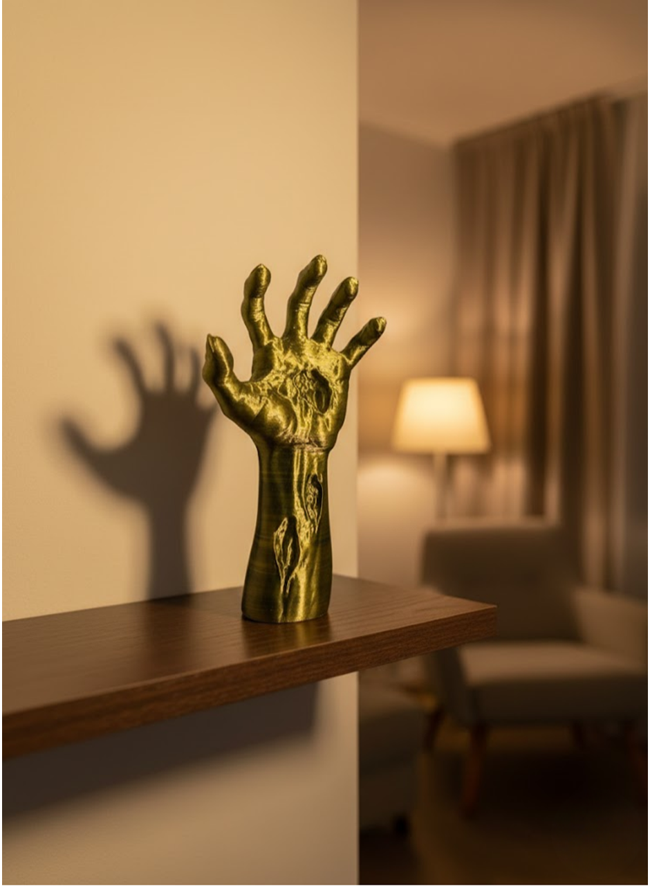 Sanatsal El Formu Heykel Altın Yeşil Tasarım Hediyelik Dekor