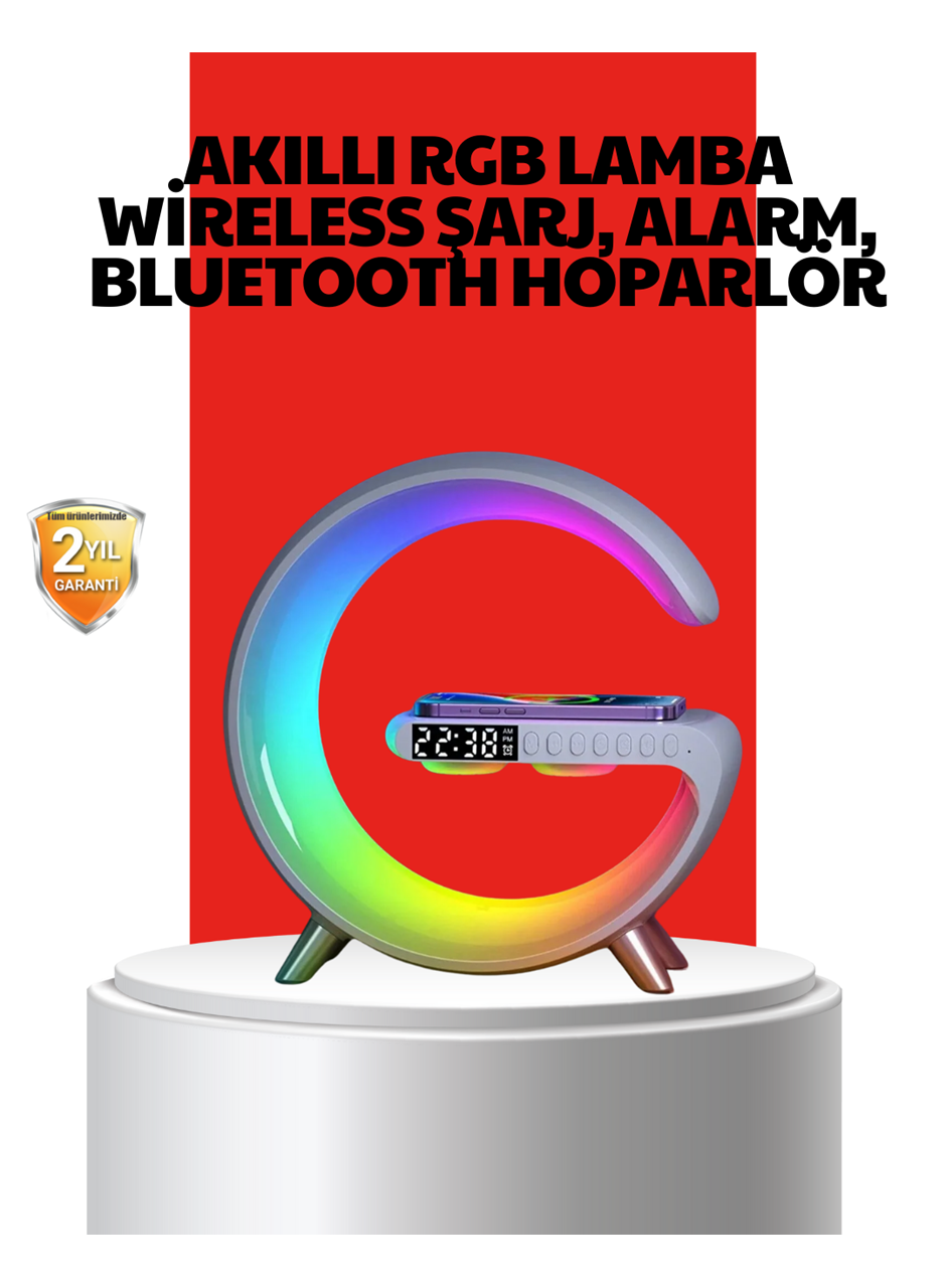 Kablosuz Şarjlı Atmosfer Lambası Bluetooth Hoparlör ve Akıllı Alarm Özellikli