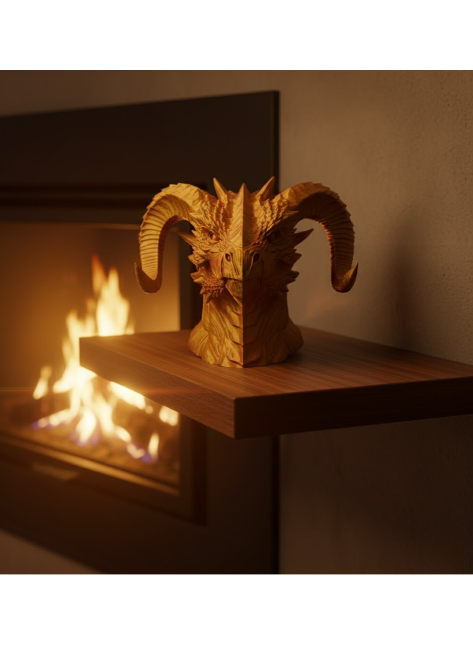 Asil Tasarım Gold–Red Ejderha Heykeli Hediyelik Fantastik Dekor