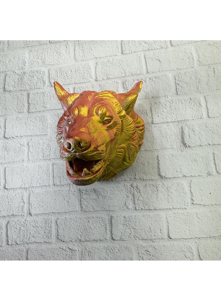 Gold Kurt Duvar Aksesuarı Asılabilir 3D Dekoratif Heykel 25x19 cm