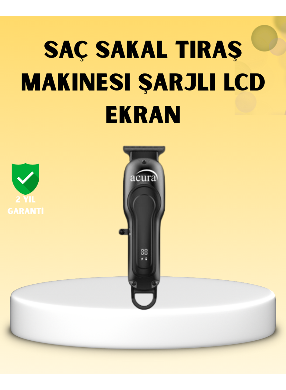 Profesyonel Tıraş Makinesi LCD Ekranlı Turbo Mod ve Güçlü Motor