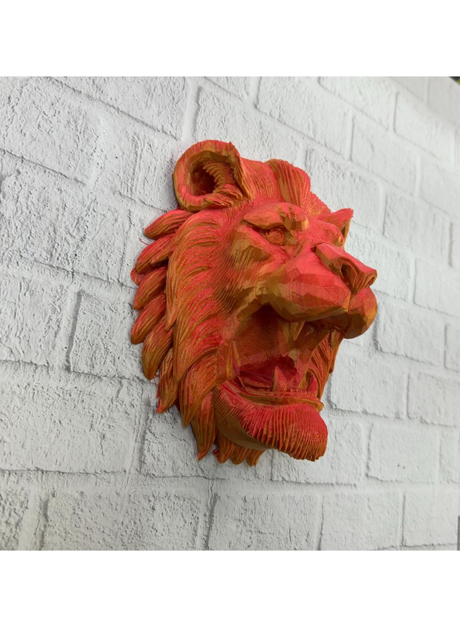Özel Tasarım 3D Aslan Figürü Duvar Süsü Dekoratif Heykel 20x21 cm