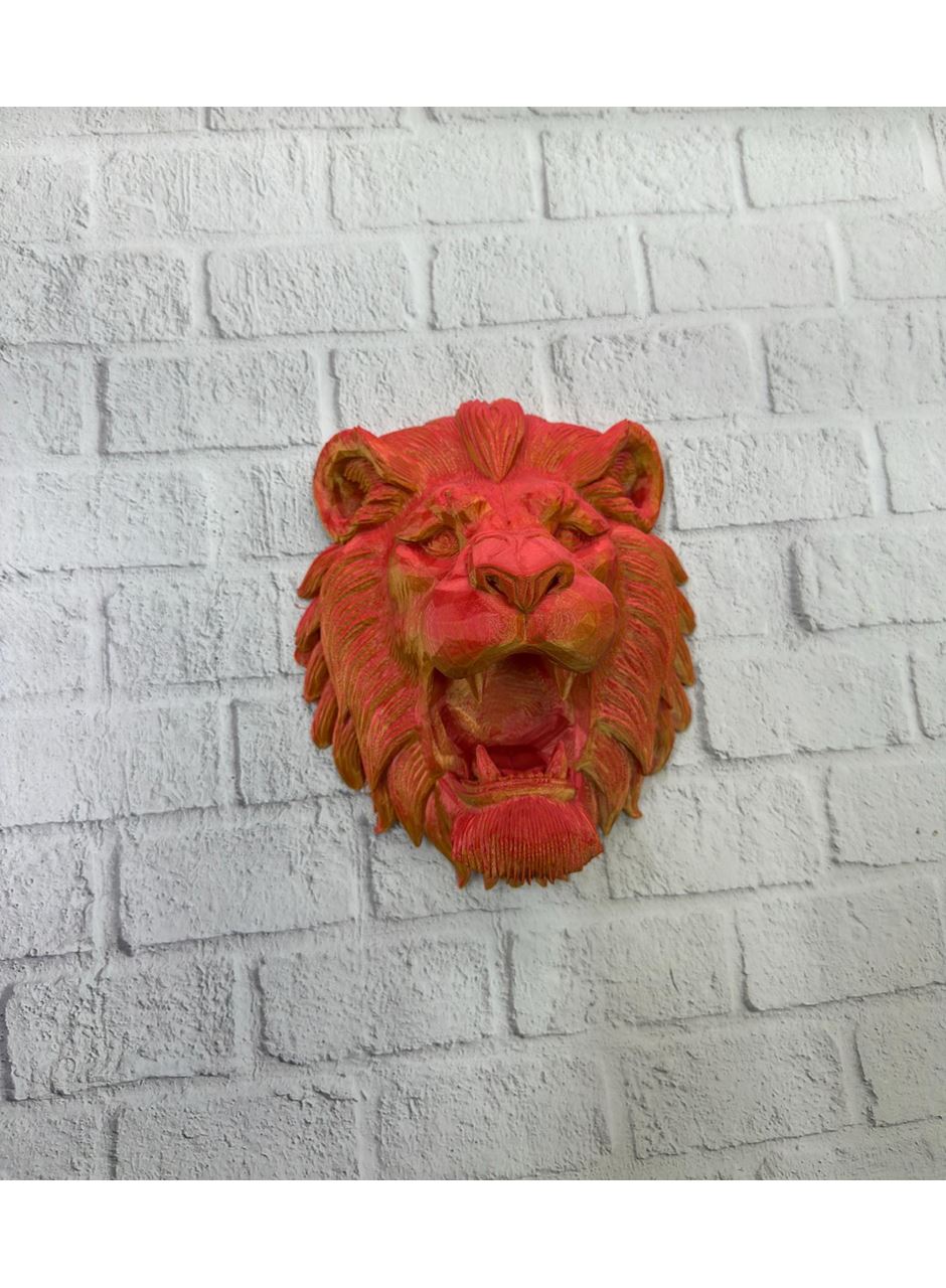 Özel Tasarım 3D Aslan Figürü Duvar Süsü Dekoratif Heykel 20x21 cm