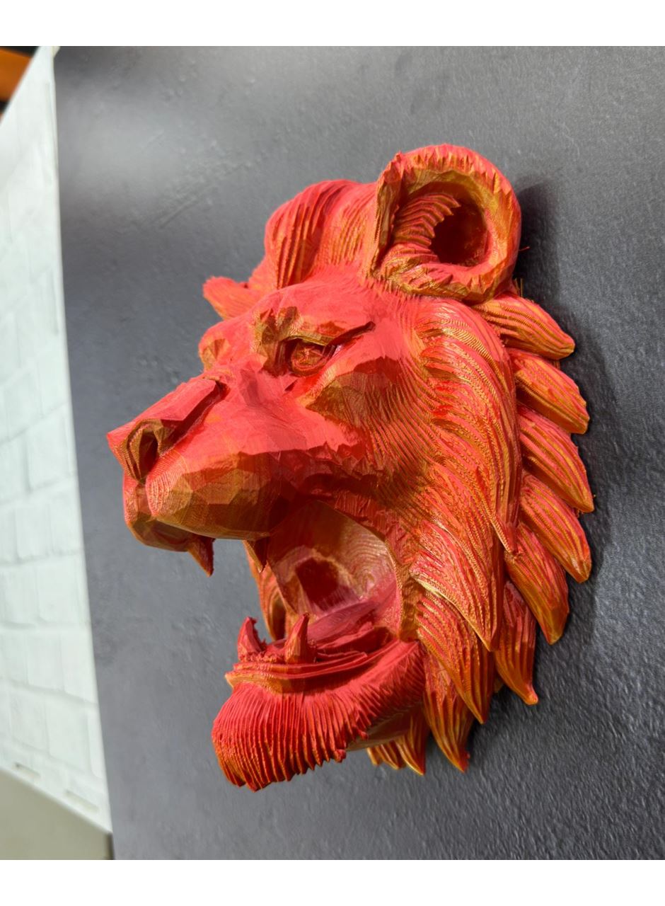 Gold Red Aslan Başı Duvar Aksesuarı