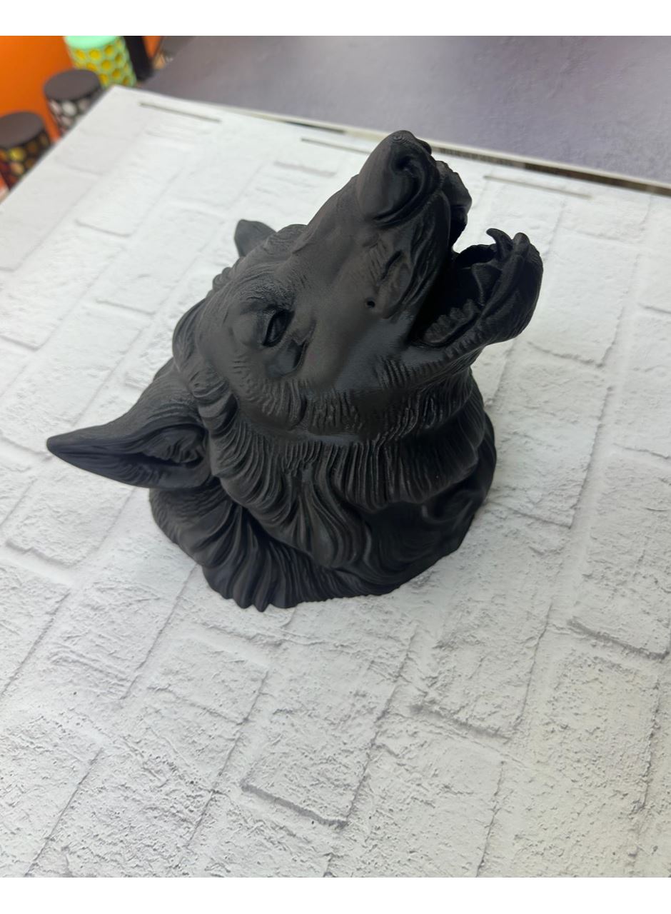 3D Siyah Ayı Başı Duvar Süsü Özel Tasarım Dekoratif Heykel 25x19 cm