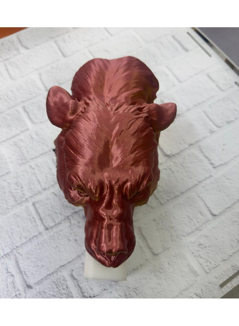 Dekoratif Asılabilir Jaguar Başı 3D Duvar Heykeli Gold Red 20x16 cm