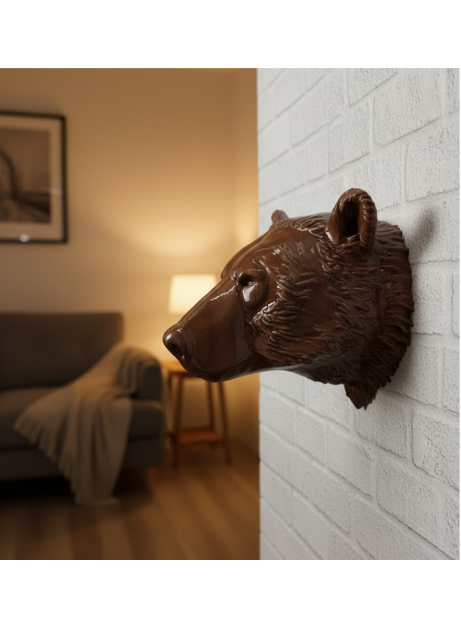 Dekoratif Ayı Duvar Heykeli Asılabilir Hediyelik 25x19 cm