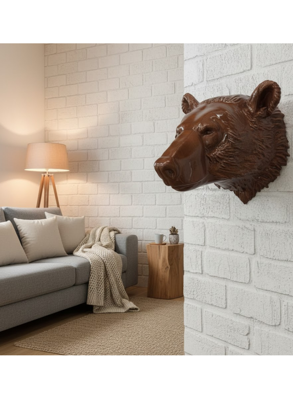 Ayı Başı Duvar Dekoru Modern Asılabilir Heykel 25x19 cm