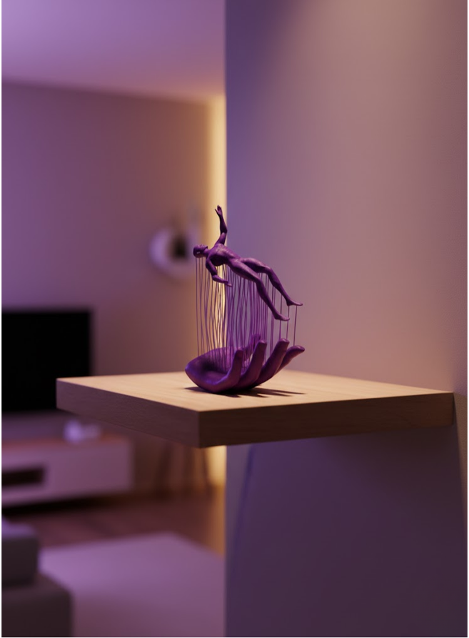 El İnsan Figürü Mor Modern Sanatsal Biblo Soyut Tasarım Salon ve Ofis Dekoru