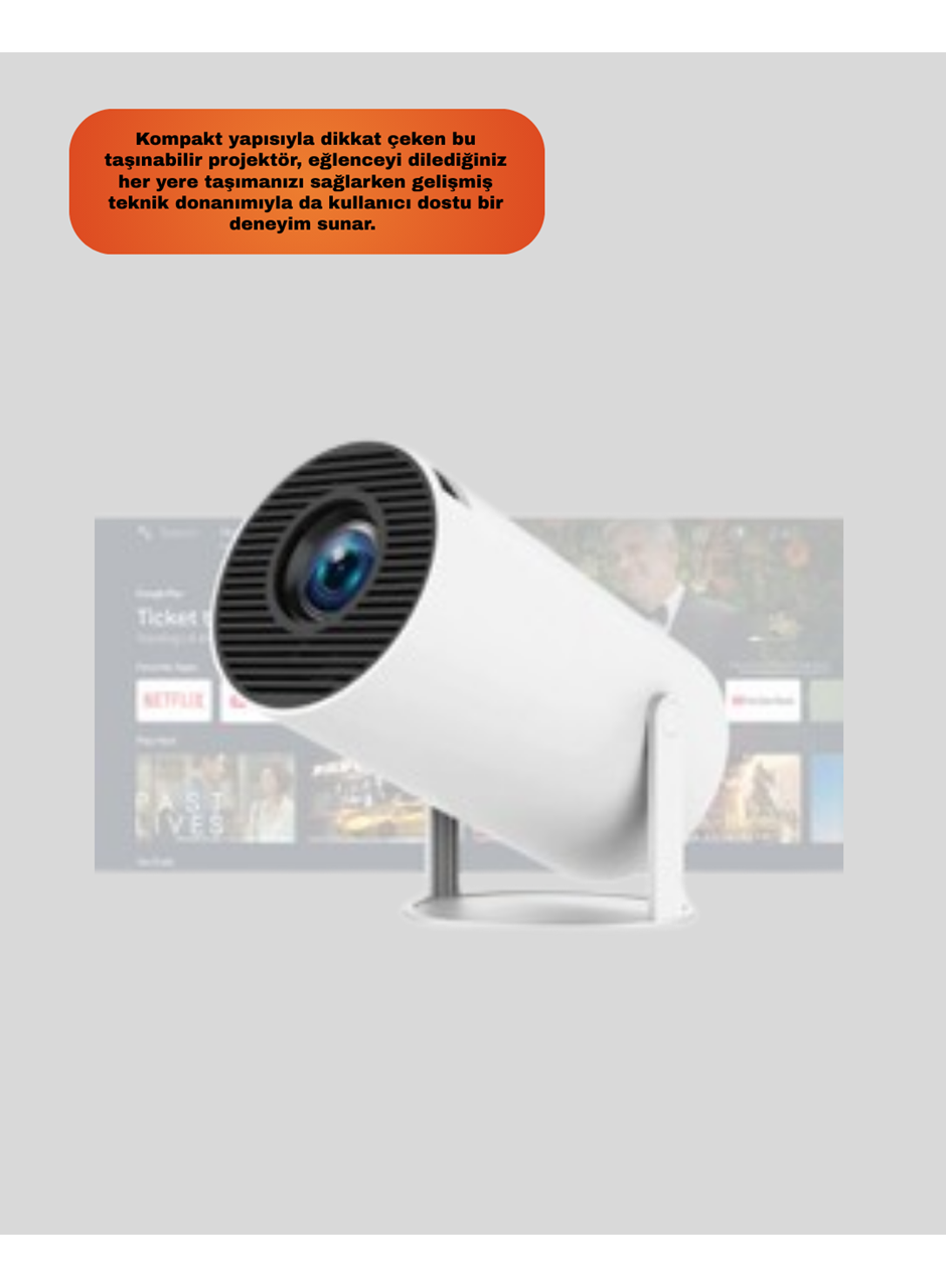 Kablosuz Mini Projeksiyon Cihazı Oyun ve Film İçin Taşınabilir Ev Sineması