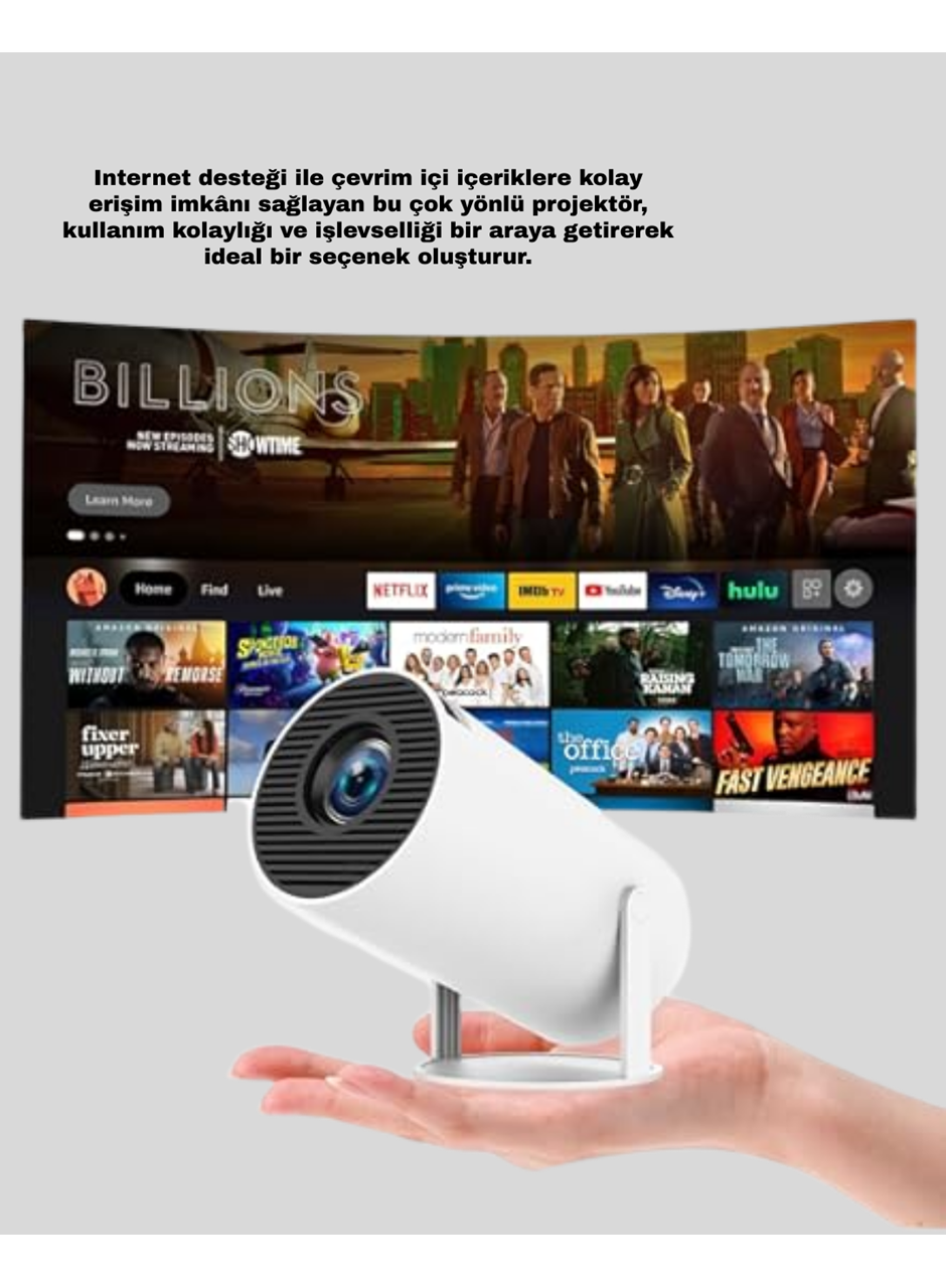 Kablosuz Mini Projeksiyon Cihazı Oyun ve Film İçin Taşınabilir Ev Sineması