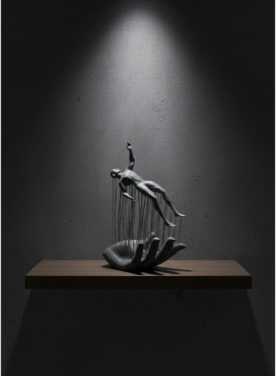 Gri El İnsan Figürü Minimal ve Anlamlı Dekoratif Biblo Modern Ev Dekorasyonu