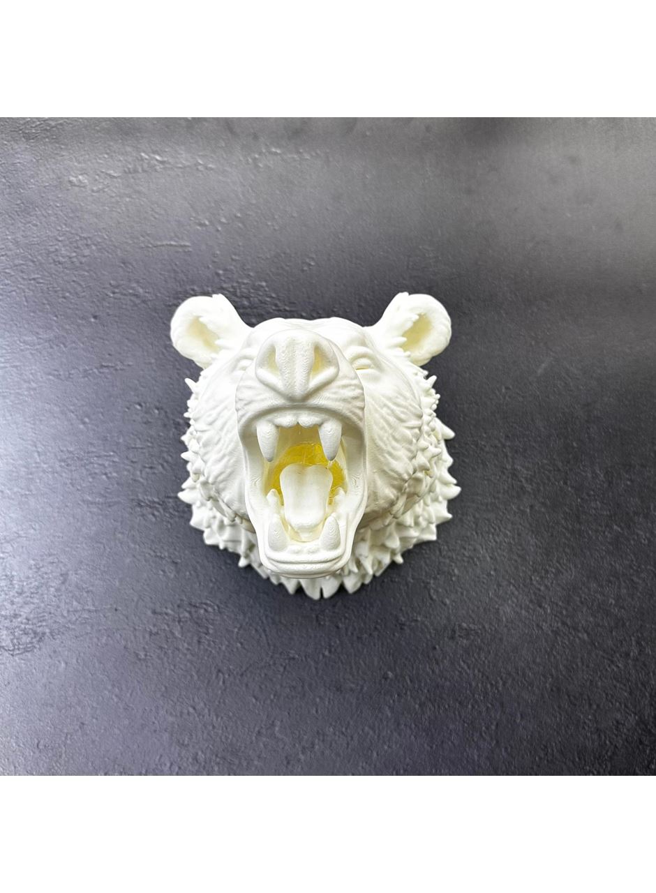 Beyaz Renk 3D Ayı Başı Duvar Dekoru