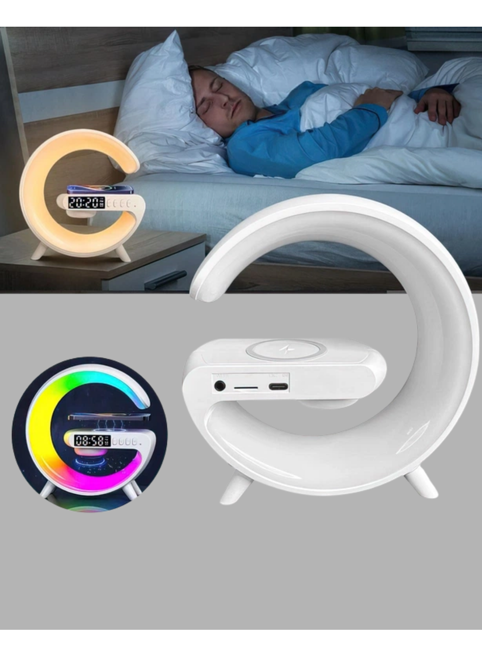 Başucu İçin Tasarlanmış Kablosuz Şarjlı Gece Lambası ve Bluetooth Ses Sistemi