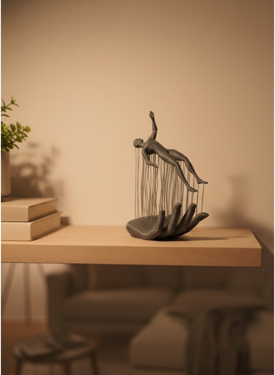 El İnsan Figürü Gri Modern Sanatsal Tasarım Salon ve Raf Dekorasyonu İçin Özel Biblo