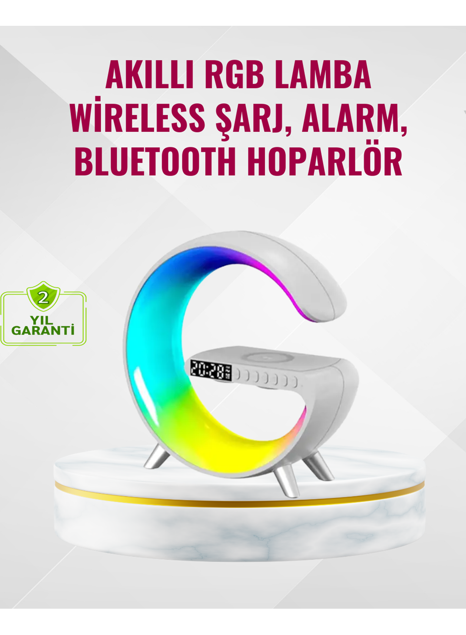 Akıllı Uyku Lambası Gündoğumu Alarmı Kablosuz Şarj ve Müzik Çalar