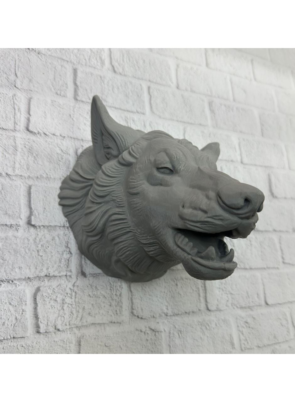 Gri Kurt Duvar Biblosu Güçlü Detaylı Dekoratif Tasarım 25x19 cm