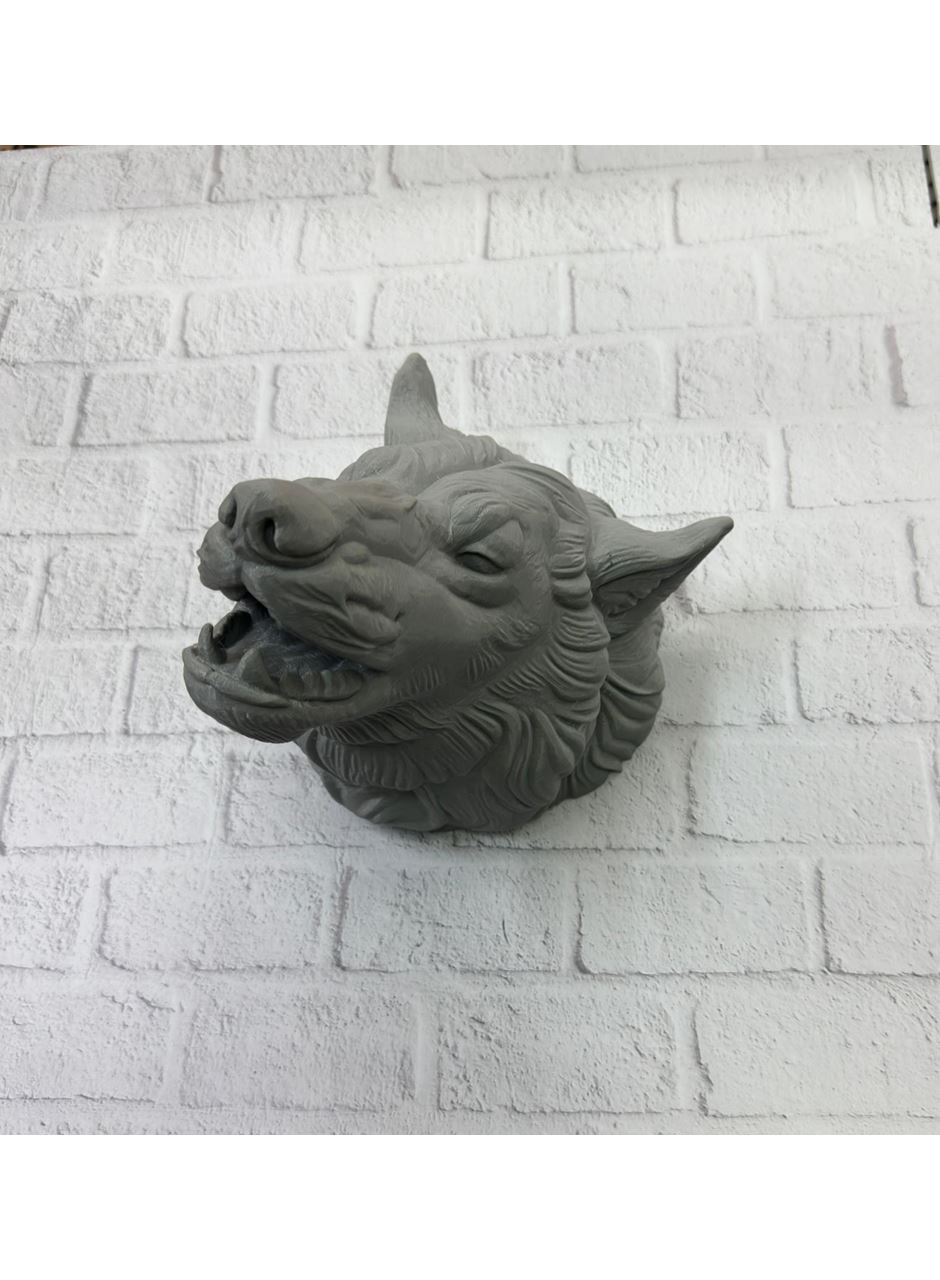Gri Kurt Duvar Biblosu Güçlü Detaylı Dekoratif Tasarım 25x19 cm
