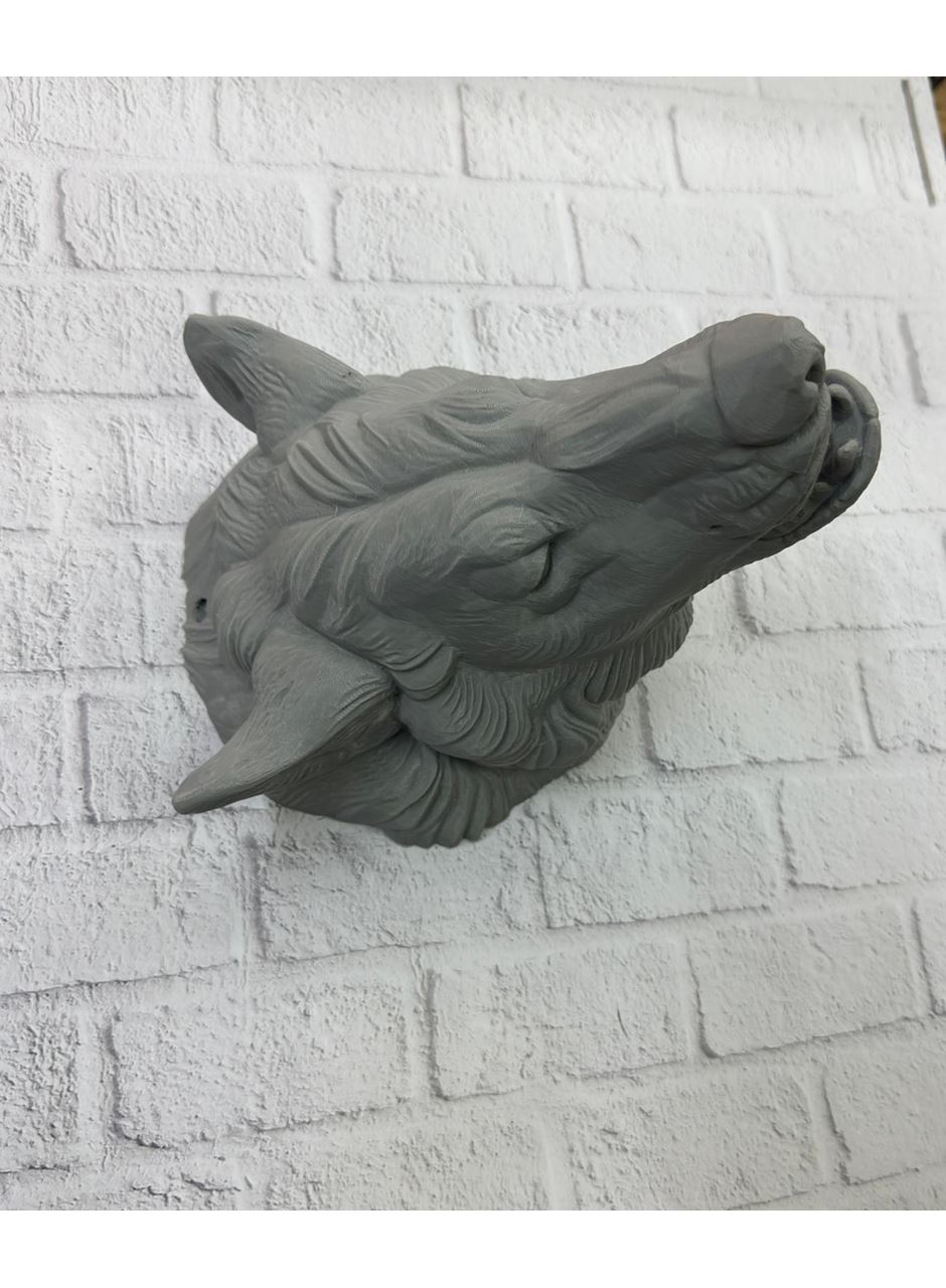 Gri Kurt Duvar Biblosu Güçlü Detaylı Dekoratif Tasarım 25x19 cm