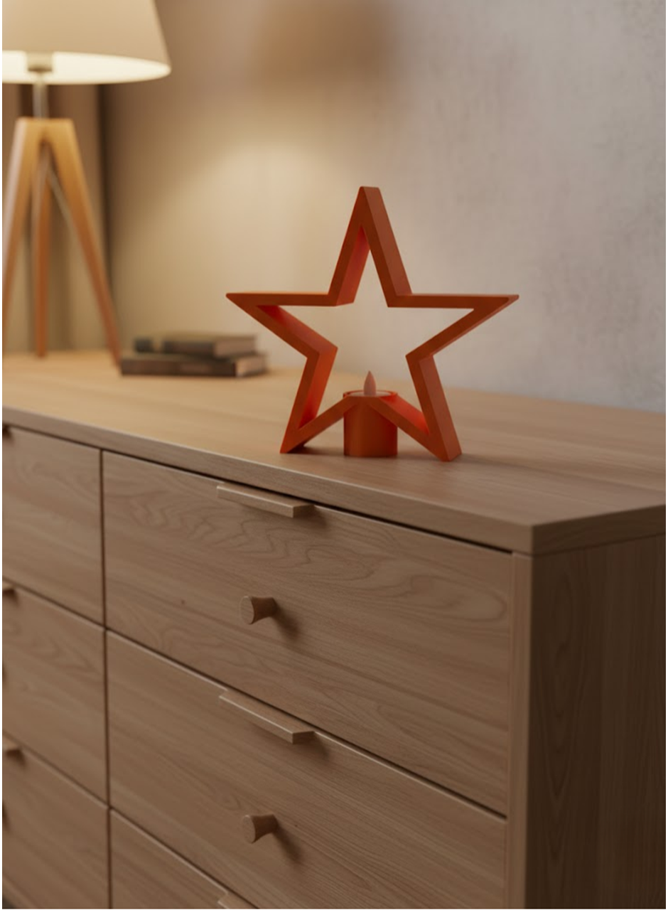 Dekoratif Yıldız Şeklinde Turuncu Mumluk Ev Aksesuarı