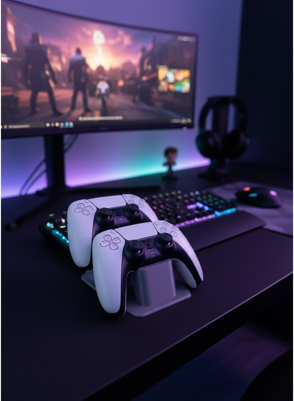 Antrasit İkili Gamepad Tutucu 7x18 cm Masa ve Raf Düzeni