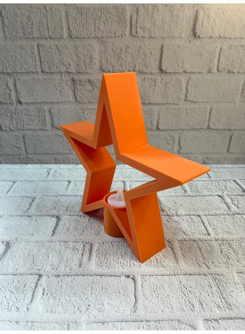 Turuncu Yıldız Mumluk Loş Işık Salon Dekoru