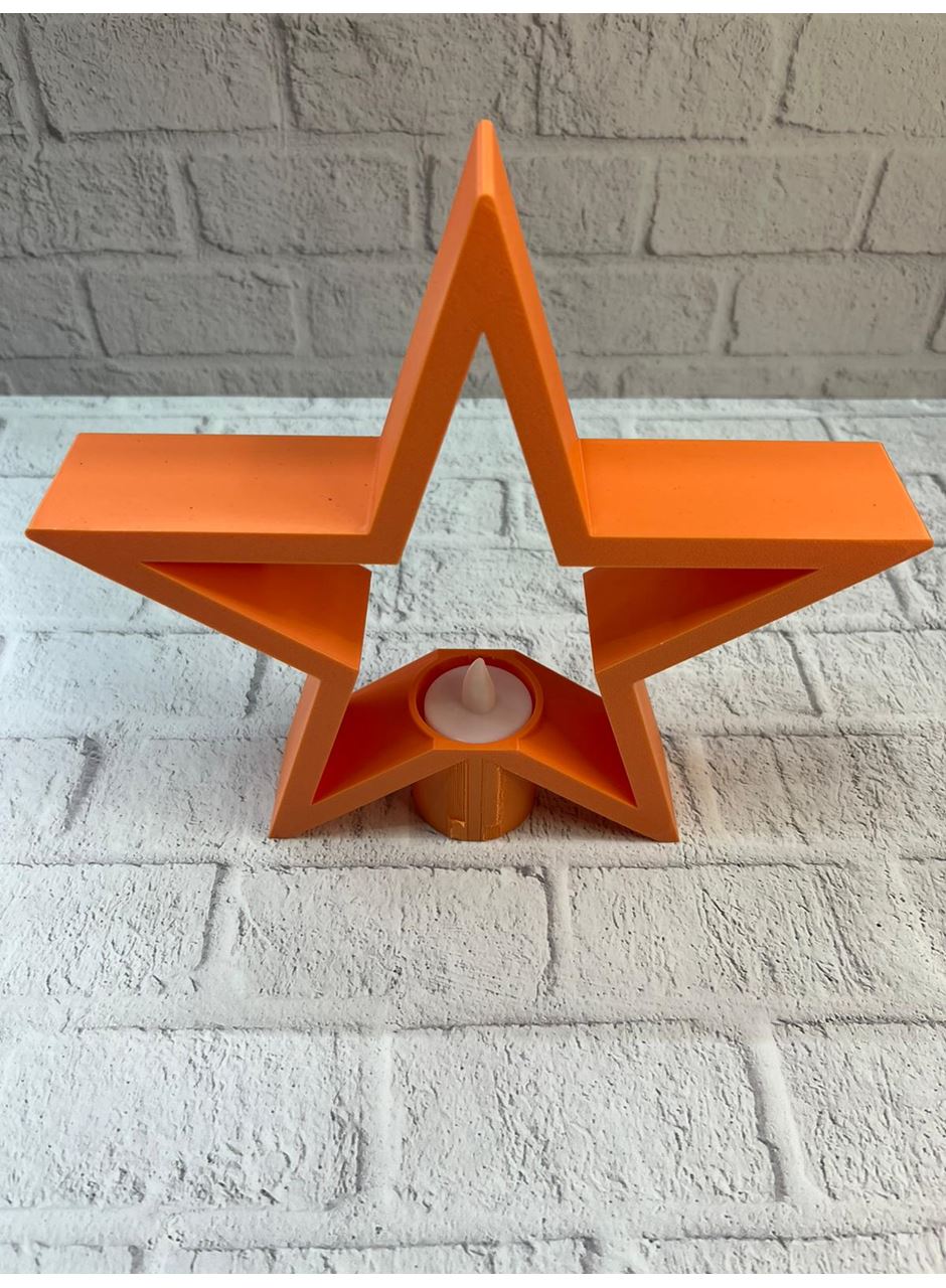 Turuncu Yıldız Mumluk Loş Işık Salon Dekoru