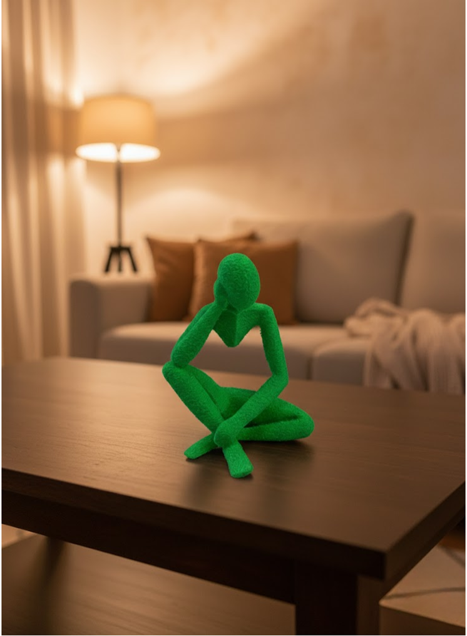 Dekoratif Yeşil İnsan Figürü Modern Masa ve Raf Süsü