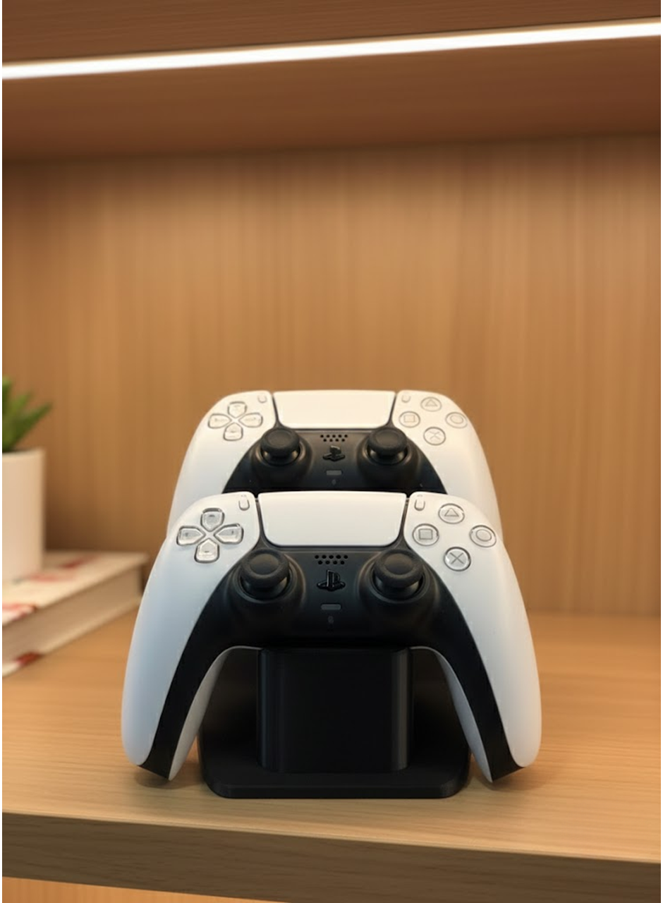 Dekoratif Siyah İkili Gamepad Standı 7x18 cm