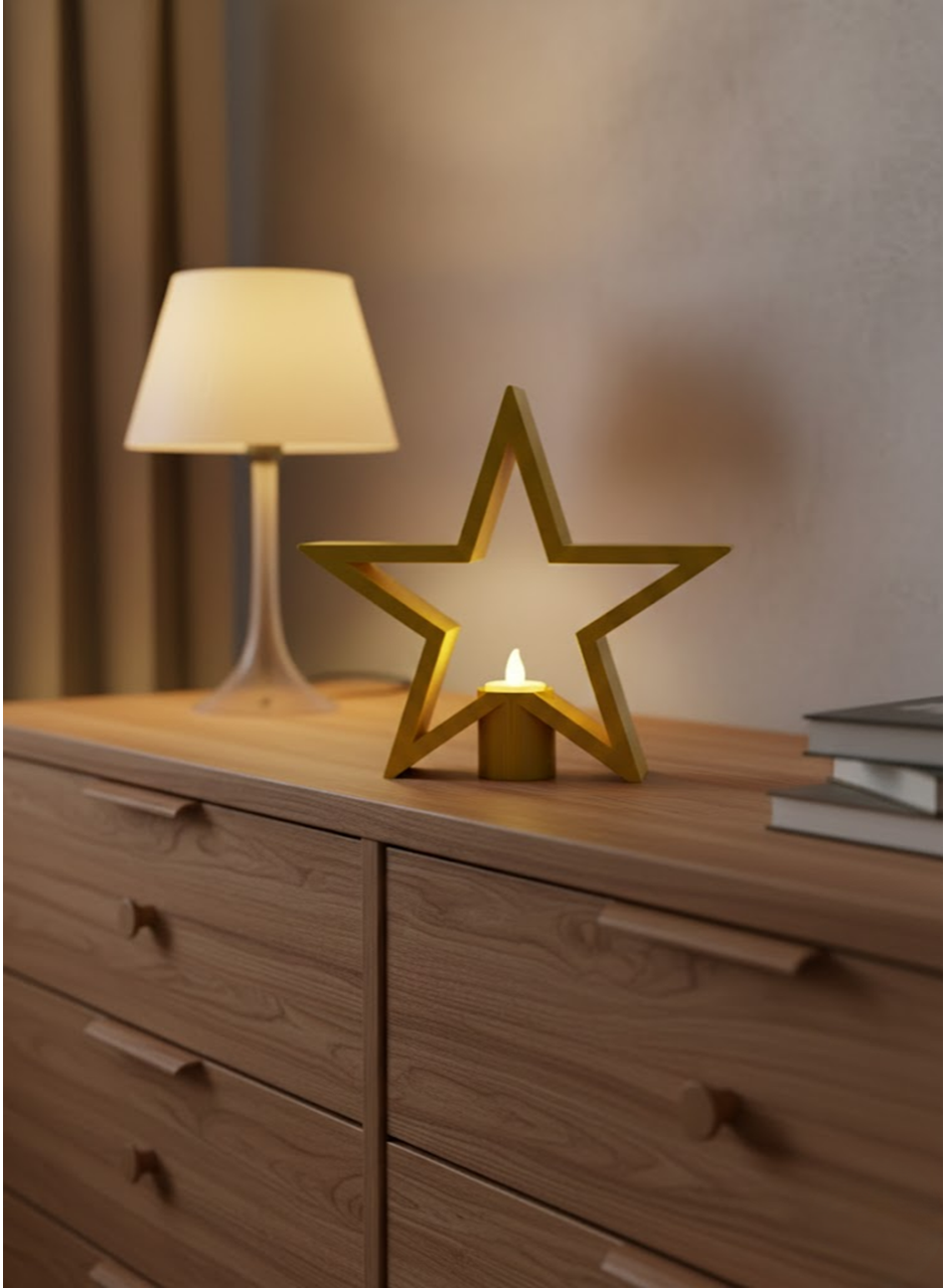Yıldız Şeklinde Sarı Mumluk Loş Işık Ev Aksesuarı